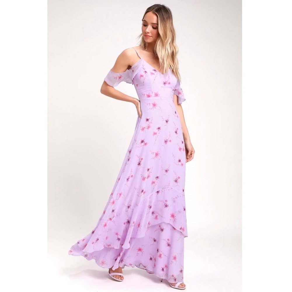 Lulus floral print maxi dress purple medium